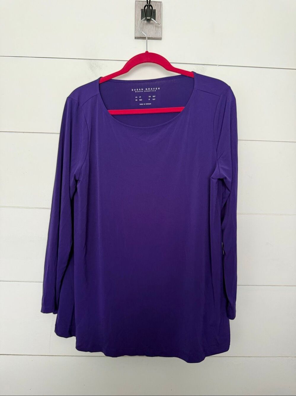 Susan Graver Women’s Large Petite Purple Scoop Neck Longsleeve Top